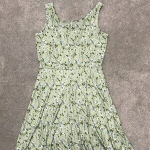 Green Floral Tank Top Spring Dress